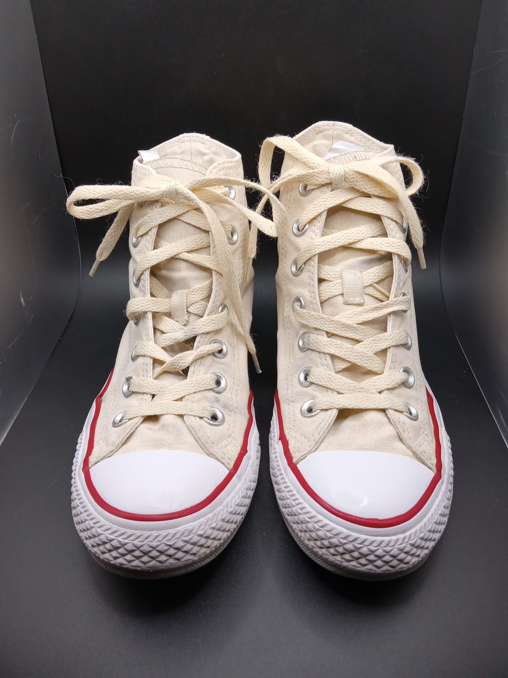 Converse All Star Chuck Taylor High-Top Canvas Sneakers in Cream READ
